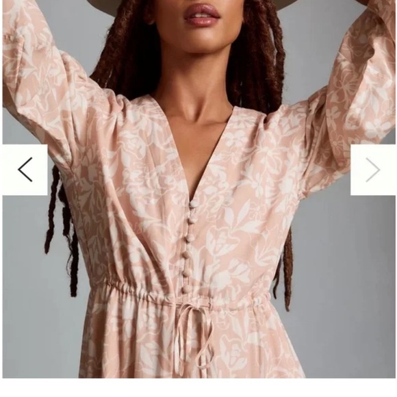 Anthropologie Blush Floral Midi Dress - Picture 2 of 4